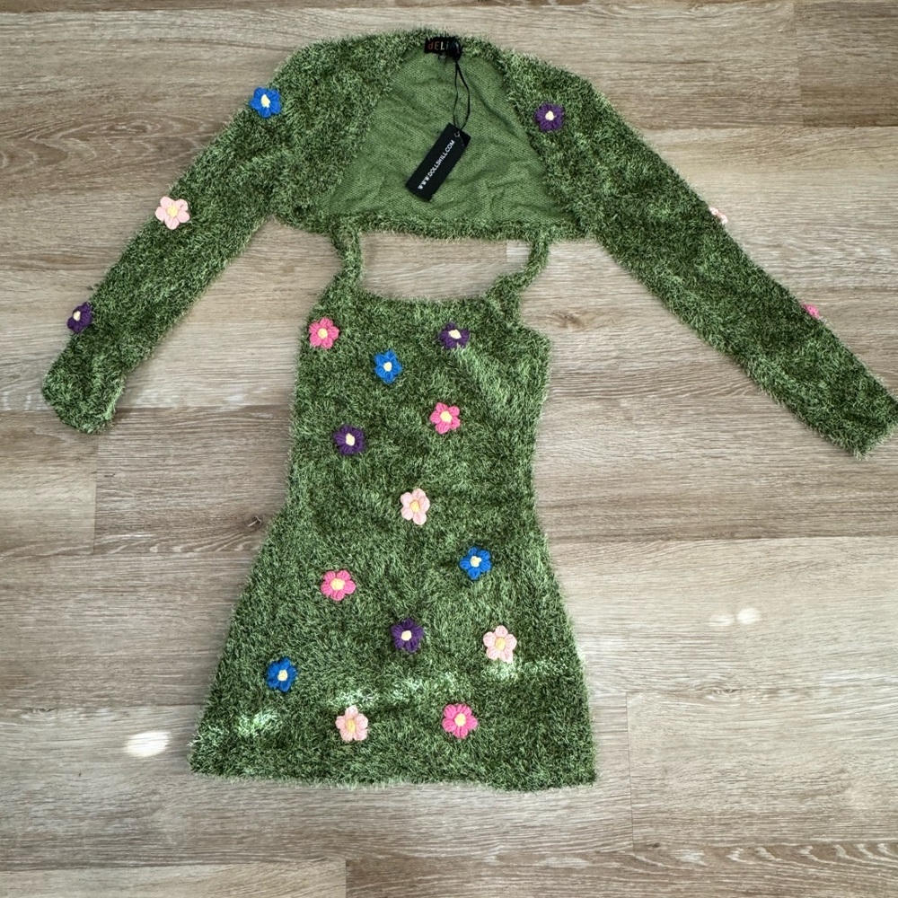 It’s Always Greener Mini Dress And Shrug Set